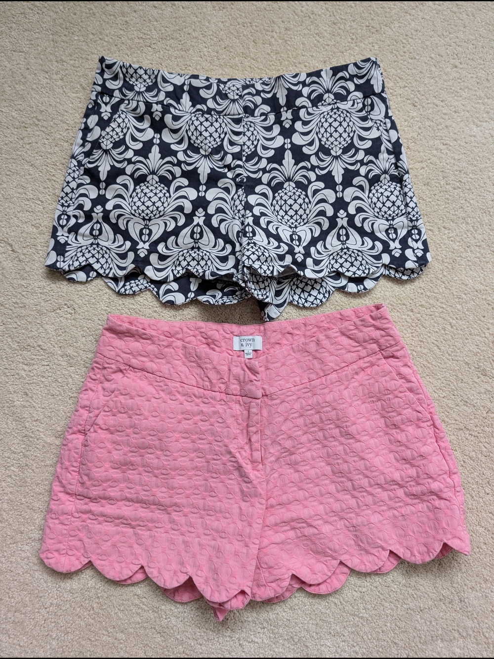 2 Pairs Crown & Ivy Scalloped Hem Women’s Shorts